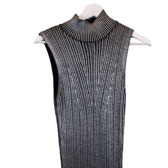 Zara Metallic Silver Sleeveless Midi Dress - Picture 5 of 6